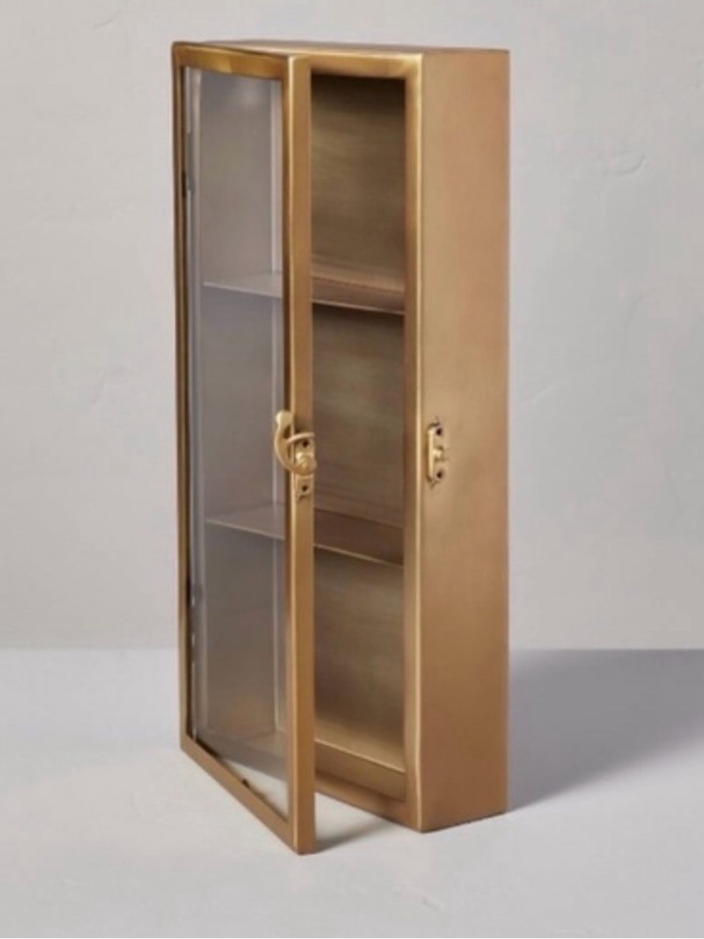 NWT - Hearth & Hand w Magnolia - Brass Wall Display Case Curio Cabinet